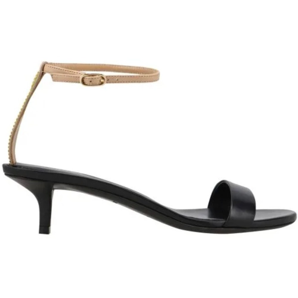 Burberry Eveleigh Kitten Heel Sandals 37 Black Crystal Embellished T-Strap